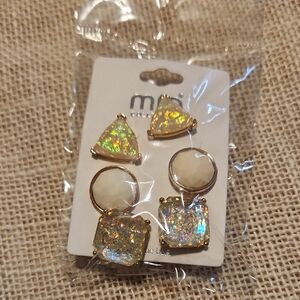 🔥3 For 10🔥 Mia Collection Gold and Opal Earring Set Of 3